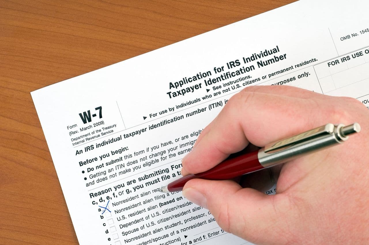 W-7 form being filled out