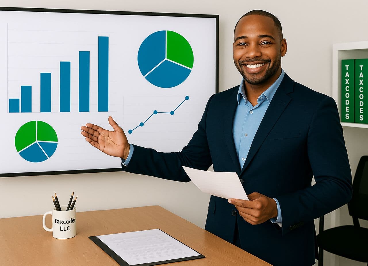 Financial consultant working at her desk